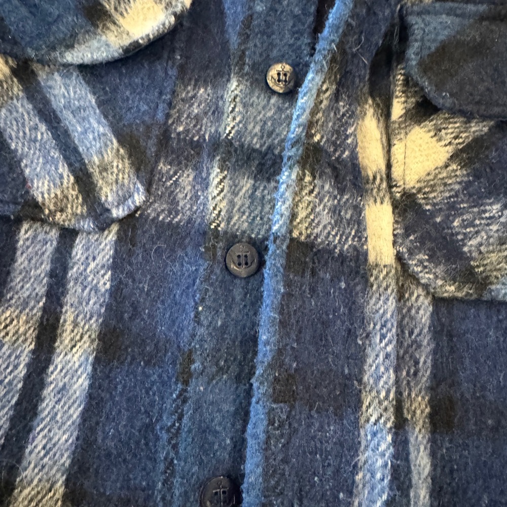 VanCort Blue and White flannel Shirt Jacket Shacket vintage small - Picture 4 of 10